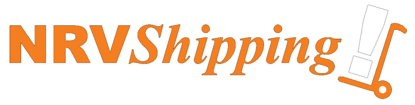 NRVShipping logo - orange text with shipping dolly icon